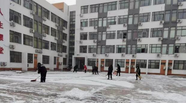 师生共扫雪